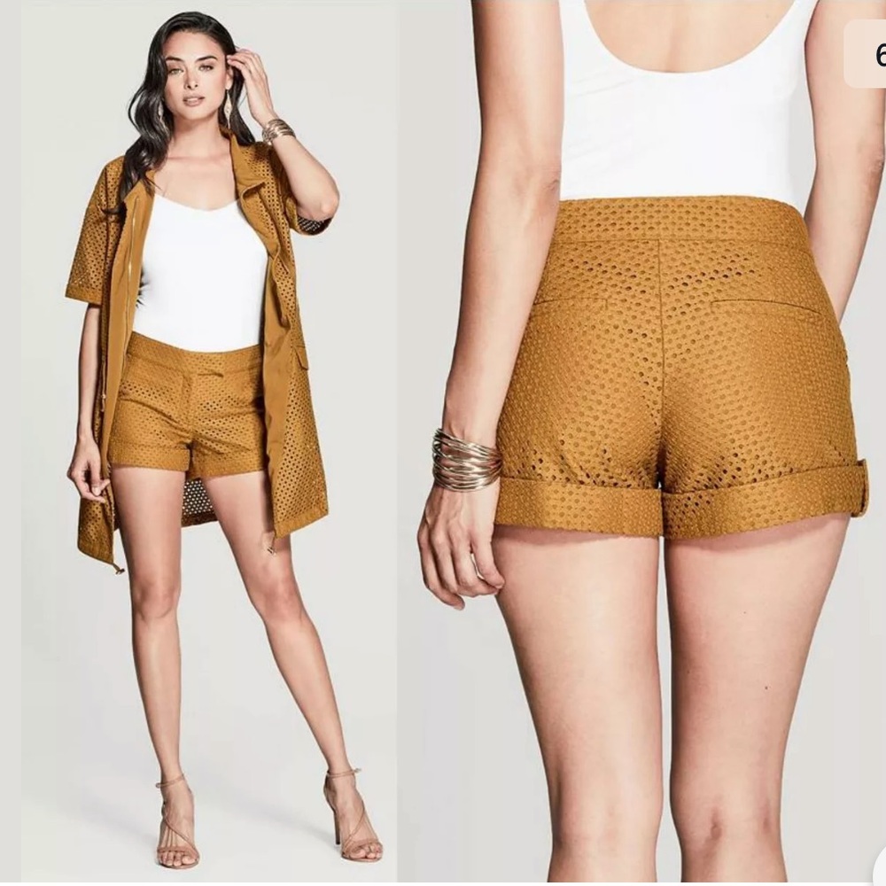 New Guess Marciano Dia Eyelet Medium Rise Shorts 6 M